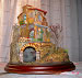 presepe in legno sughero tegole in terracotta colori acrilici per campana in vetro cm. 30 x 40 